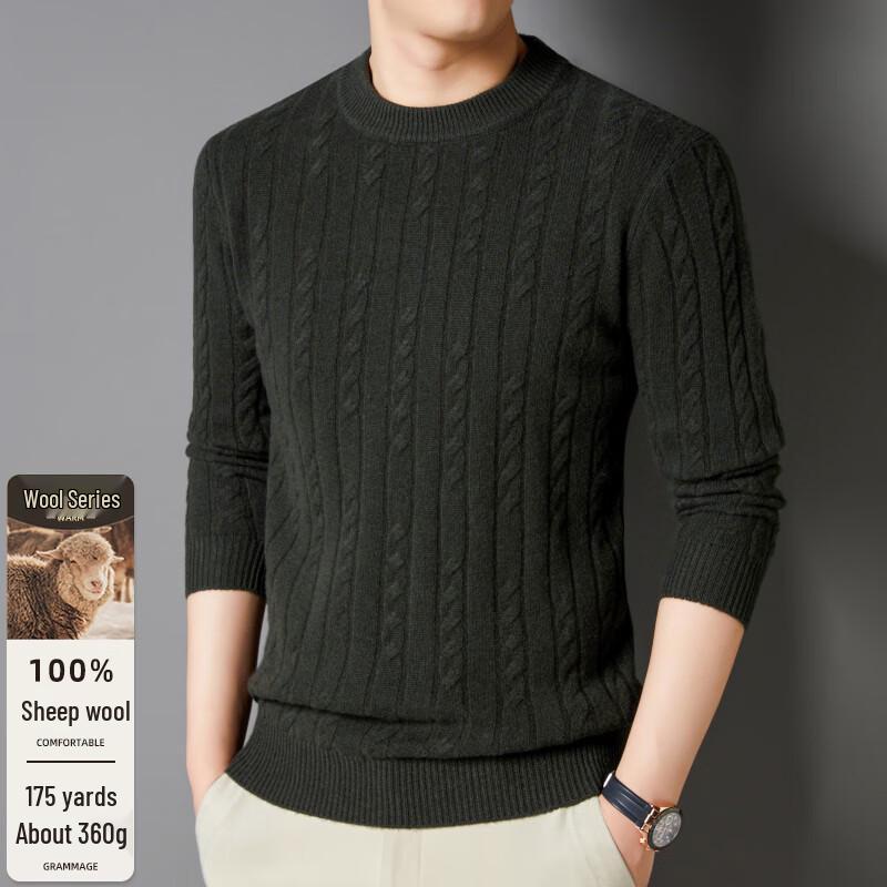 

Men s 100% Pure Wool Thick Half-High Collar Knit Sweater FXT6427 3XL