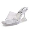 Wine Glass And Super High Heels Waterproof Table Transparent Crystal Fish Mouth Sandals Model Catwalk Slippers Female Summer