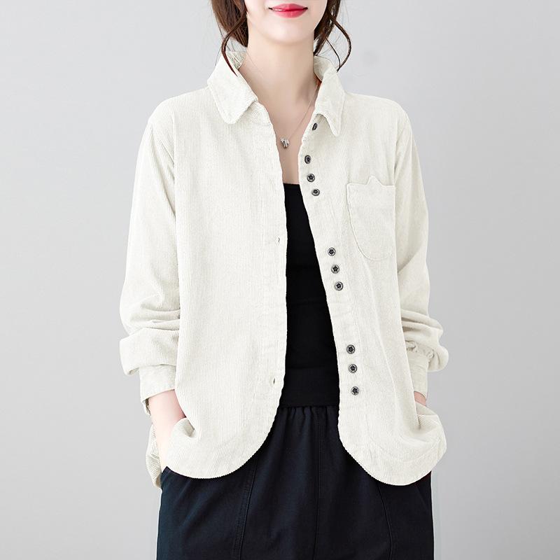 

Женские повседневные модные вельветовые кардиганы-пиджаки больших размеров с отложным воротником и длинным рукавом, свободного кроя L-3XL XXXL белый