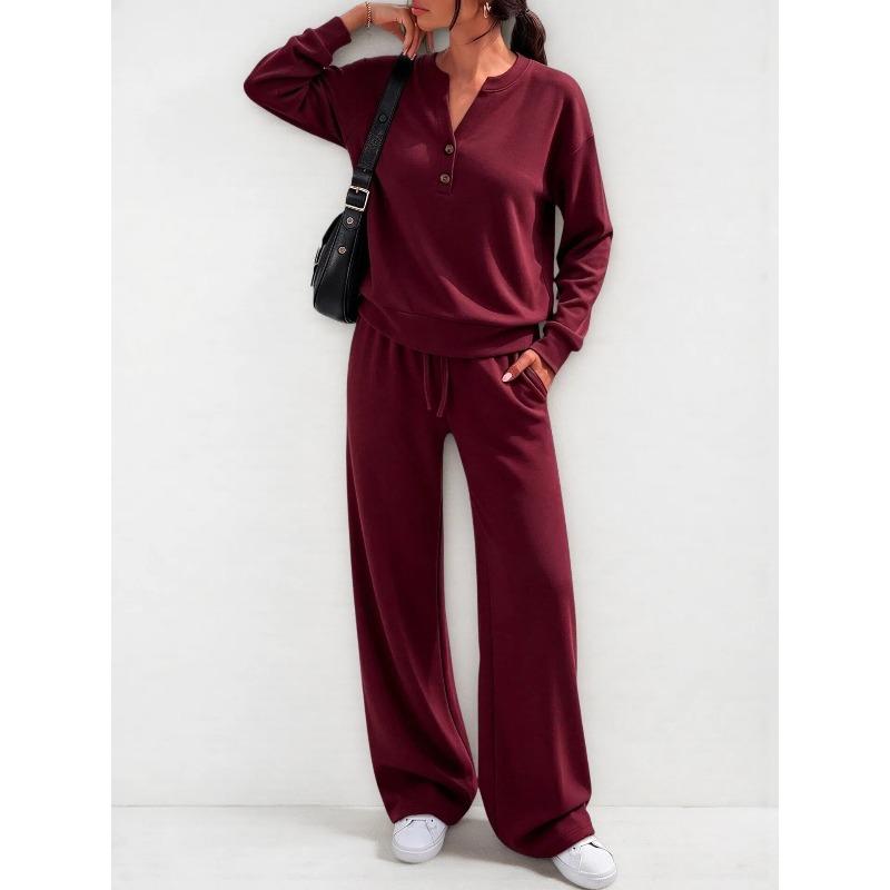 IHUASU Women's Fashion Casual Long Sleeve V Neck Pants Suits