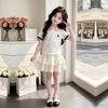 Summer Colorblock Polo Top and Ruffled Tiered Dress Set for Kids