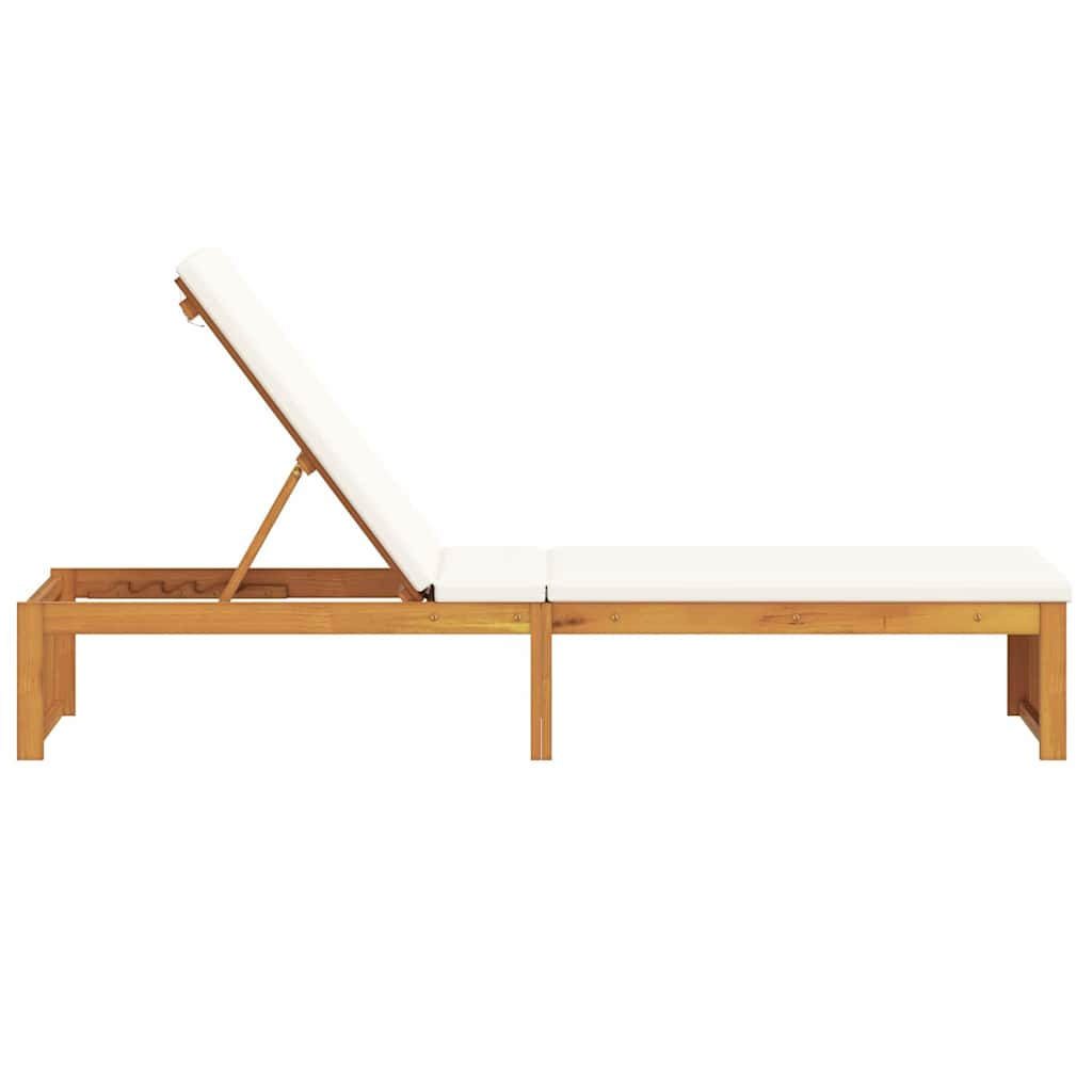 Sun Lounger Oil Natural Finish 200 X 55 X 94 Cm Solid Acacia Wood