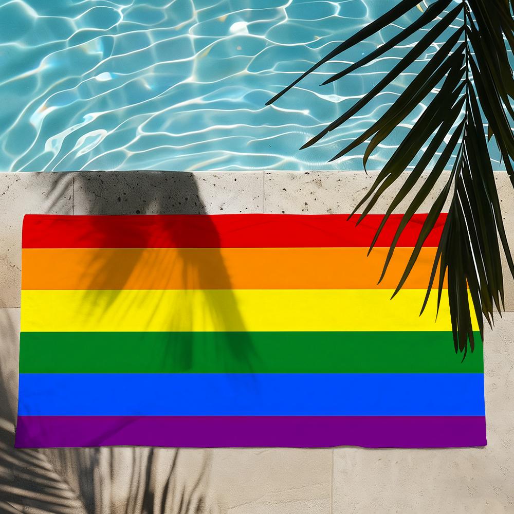 Art Flag of Gay Rainbow Pride Towel Soft Lightweight Anti-Sand Large Beach Towel Quick-Drying Bath Sports Family