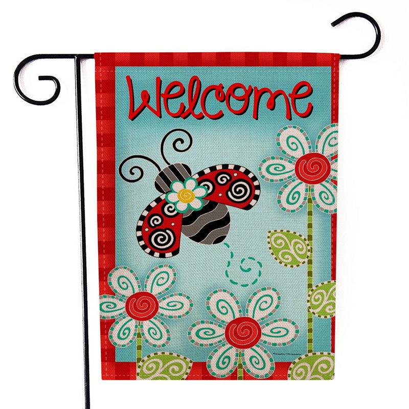 Charmante Bienen-Blumen-Gartenfahne: Stilvolle Outdoor-Dekoration Anhänger