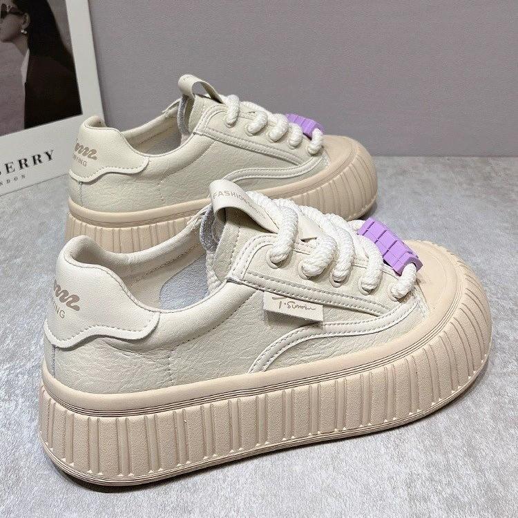 

Уродливые милые дышащие кроссовки с большой головой женские 2024 весна новая корейская версия туфли на платформе бисквит универсальные повседневные маленькие белые туфли 40 фиолетовый