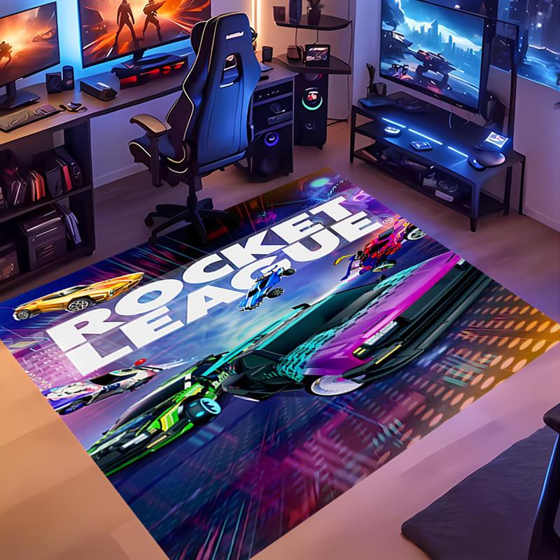 Game Rocket league -Themed Entrance Mat,Non-Slip Mat Area Rug,Room Decor,Outdoor Decor,Kitchen Rug,Doormat - Machine Washable,Easy to Clean