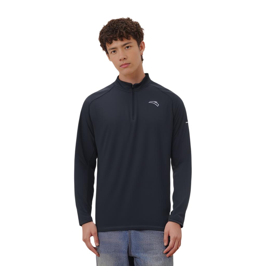 Anta Serie Running Maglietta a Maniche Lunghe Monocolore Uomo Top Grigio Scuro 952435402-4