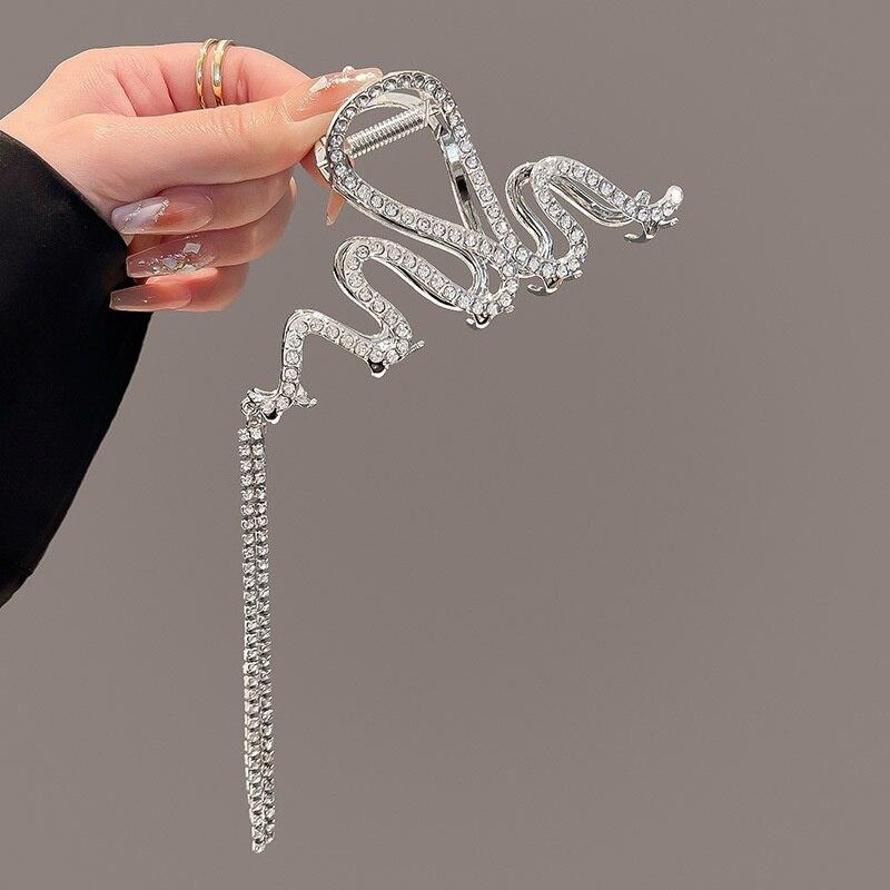 New Fashion Rhinestone Tassel Hair Claw Clips Vintage Butterfly Star Bow Hair Clips For Women Hair Accessories Hairgrips Jewelry