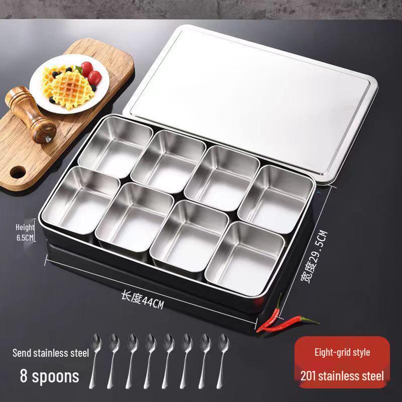 Stainless Steel Condiment and Ingredient Storage Box Set with Lids