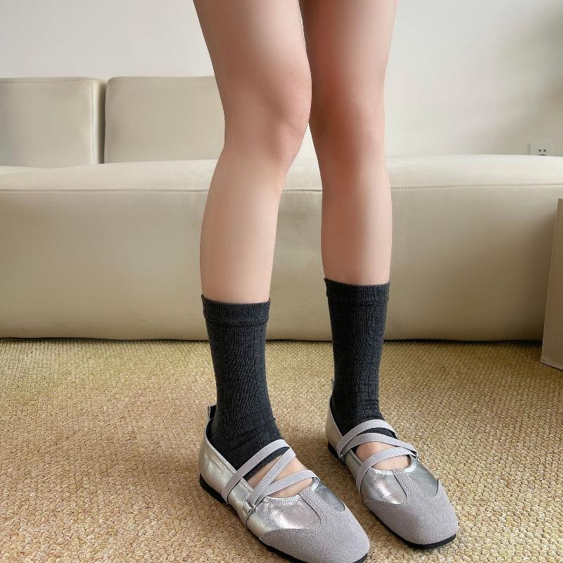 Calze Primavera ed Estate - Calze Sovrapposte - Colore Puro - Calzettoni con Piedi - Calze a Mezza Gamba - Versatili Calze da Donna in Puro Cotone - Alla Moda