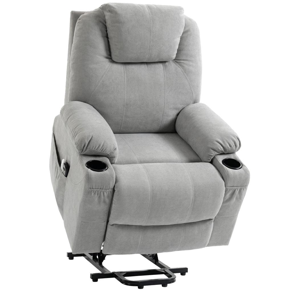 Power Lift Recliner Chair with Pocket Spring, Electric Lift Chair with Wide Backrest, Light Grey
