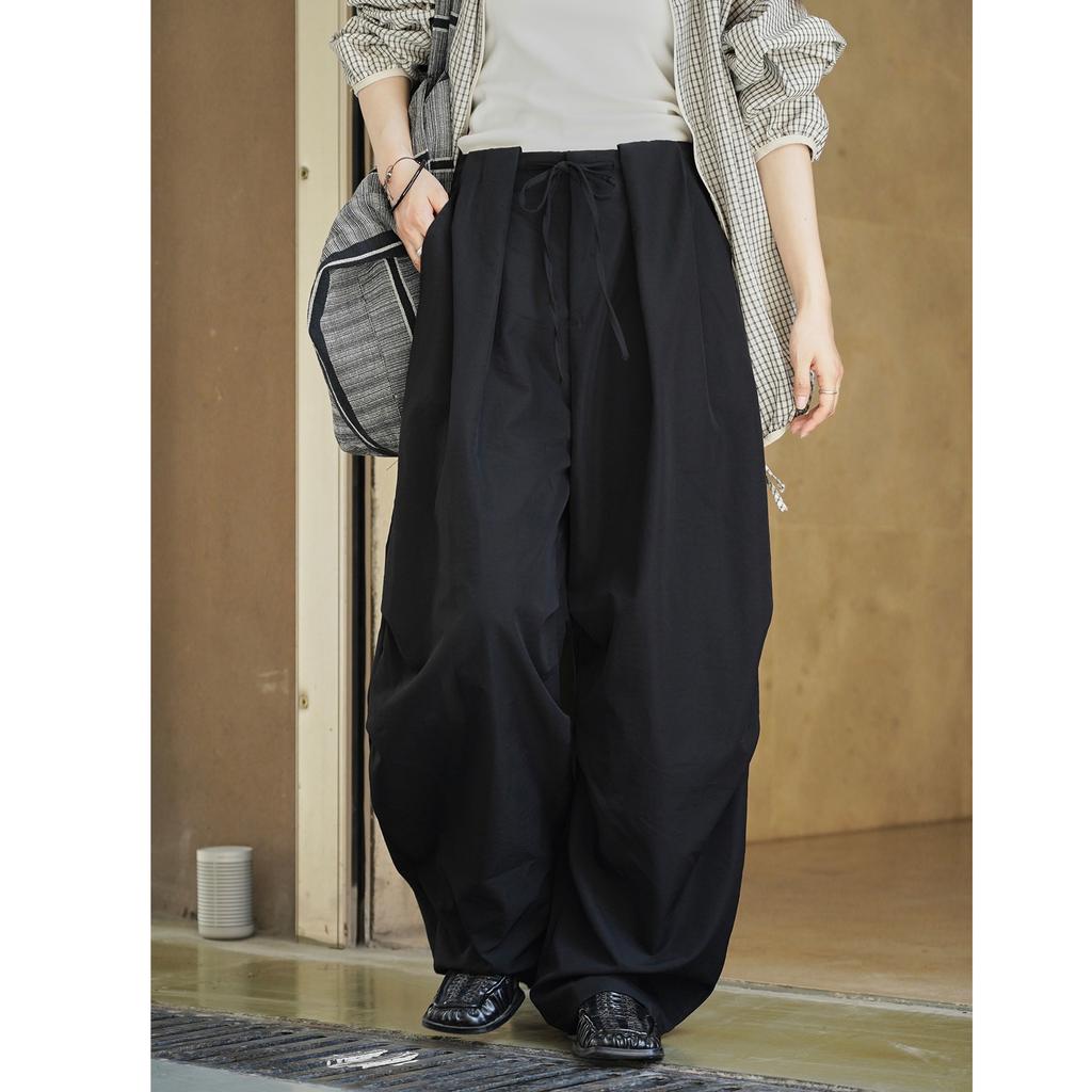Johnature Autumn American Casual Shirring Casual Harem Women Pants Loose Simple Workwear Versatile Trousers