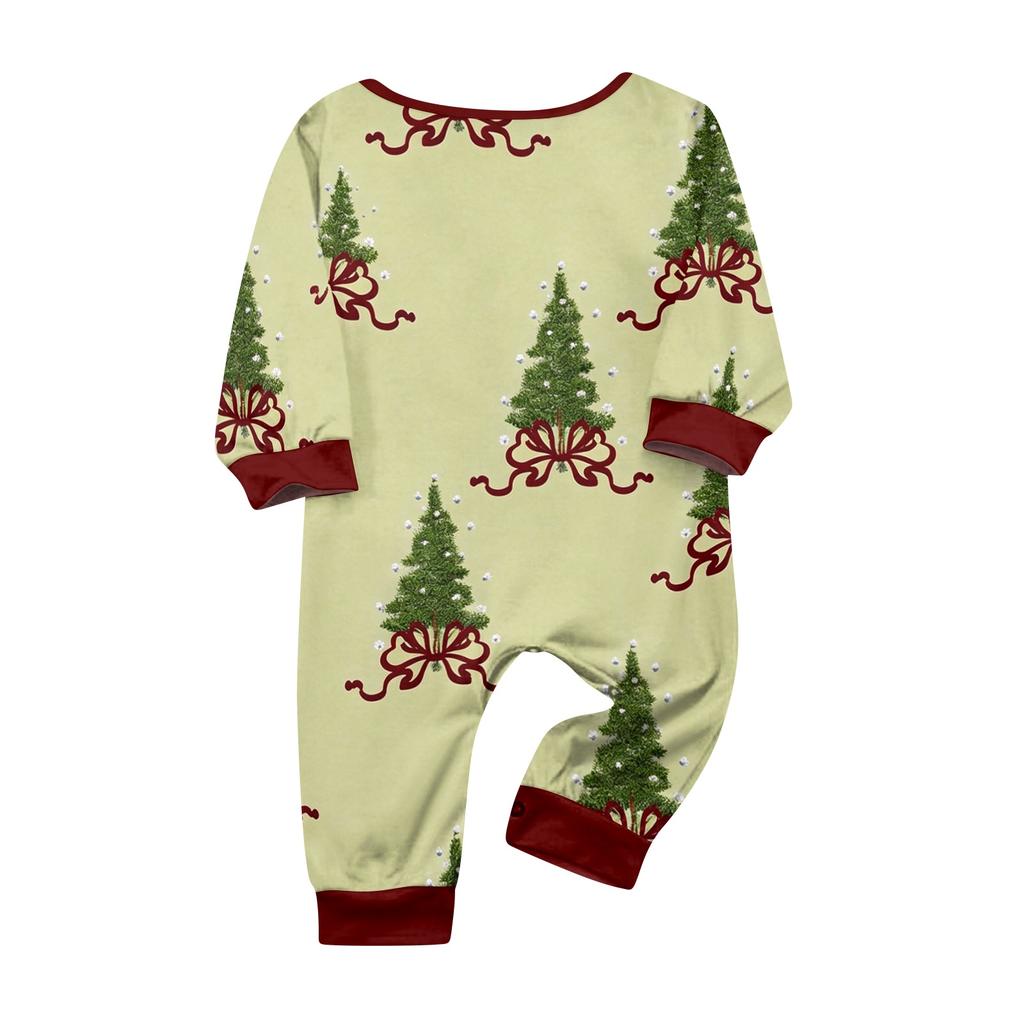 Parent-Child Matching Christmas Print Long Sleeve Neck Loungewear Set with Long Pants