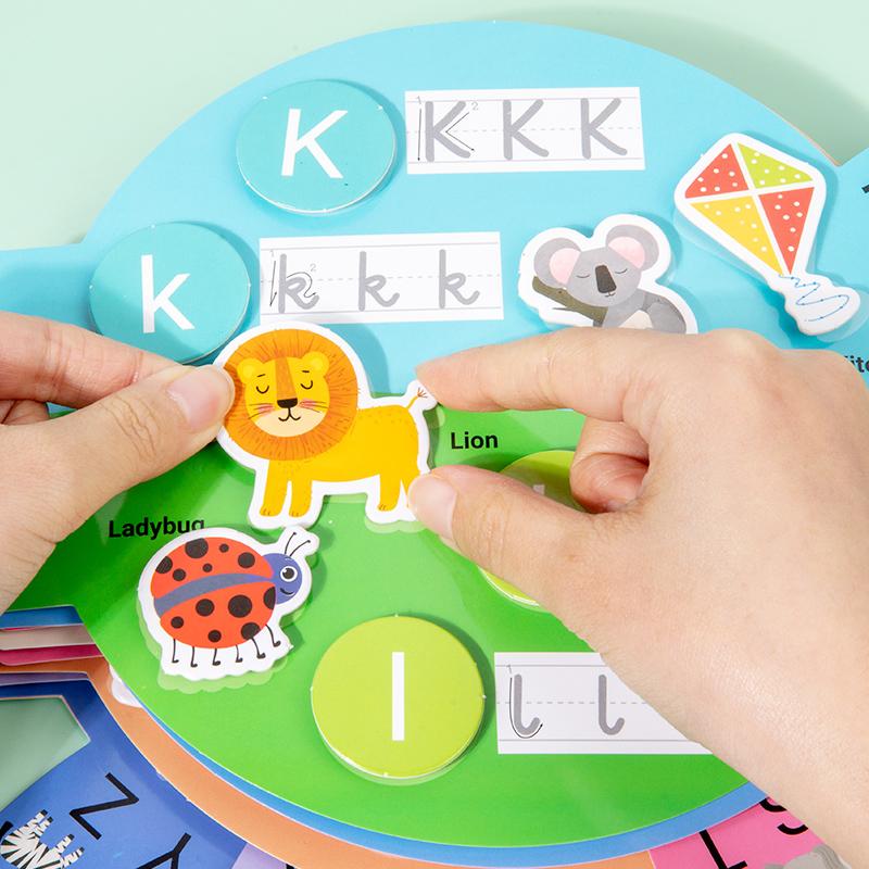 Montessori Quiet Book for Kids Puzzle Word Recognition Early Education Enlightenment Stickers Toy Book Children's Learning Fun