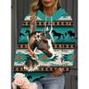 Herbst Langarm Pullover Oberteil Damen Kreativ Lustig Tier Muster 3D Gedruckt Lässig Bequem Sport Taschen Mantel Kapuzenpullover