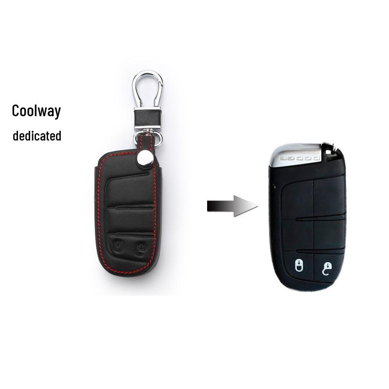 

Premium Leather Key Cover for Jeep Liberty, Renegade, Grand Cherokee, & Compass Pearl Bag Packaging