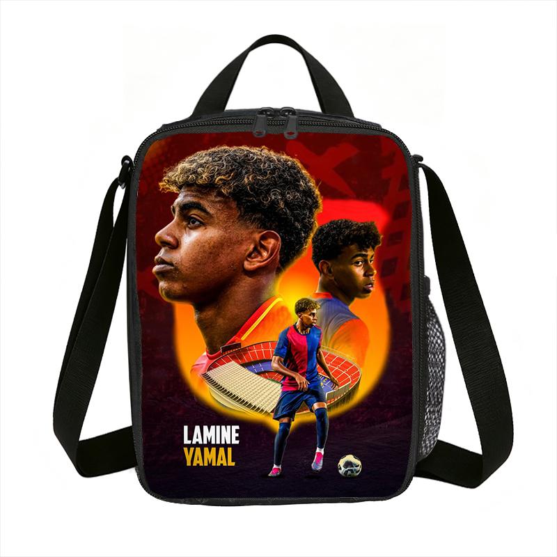 Leer, Reizen Geïsoleerde Lunchtassen L-Lamin Yamal Thermische Tas Voetbalster Lunchcontainer Lekvrije Tote Lunchbox Opbergtassen