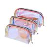 Iridescent Half-Circle Laser Makeup Bag - Transparent TPU Storage for Travel Cosmetics & Toiletries