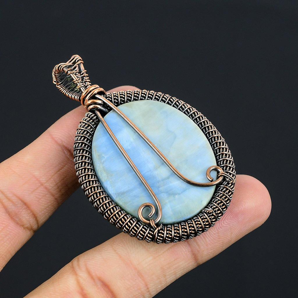 Owyhee Opal Pendant, 999 Copper Wire Wrapped Jewelry, Gemstone Pendant, Gift For Her Handmade Dainty Jewelry