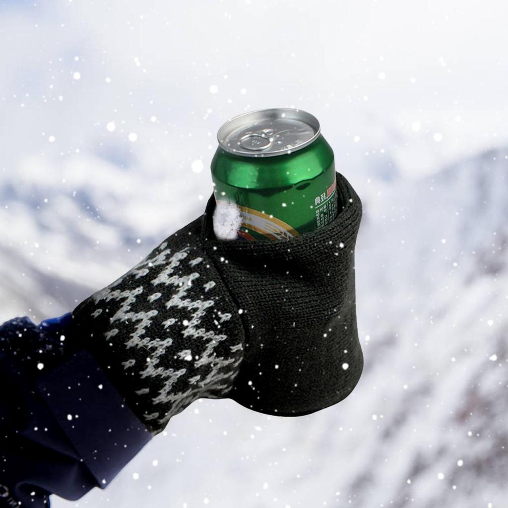 Beer Mittens Gloves Fingerless Insulating Knit Mitt For Cold Drinks Comfortable Striped Beer Bottle Mittens Left & Right Hand