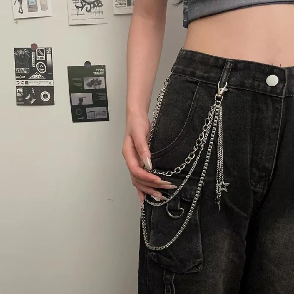 Three Layers Star Pendant Pants Chain Tassel Punk Waist Chain Fashion Hip Hop Chain Rock