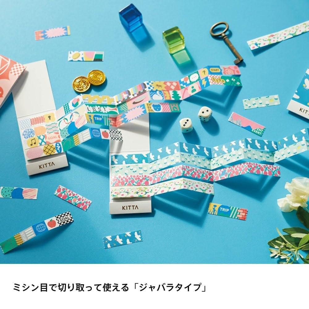 King Jim KITTA Bellows Masking Tape Landscape KITZ001 Portable Perforated Washi Tape 28 Sheets 4 Designs