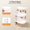 3-Tier Plastic Serving Bowls, Large White Fruit Tray with Bamboo Stand, Multi-Purpose Snack Dessert Cake Plate for Party Wedding