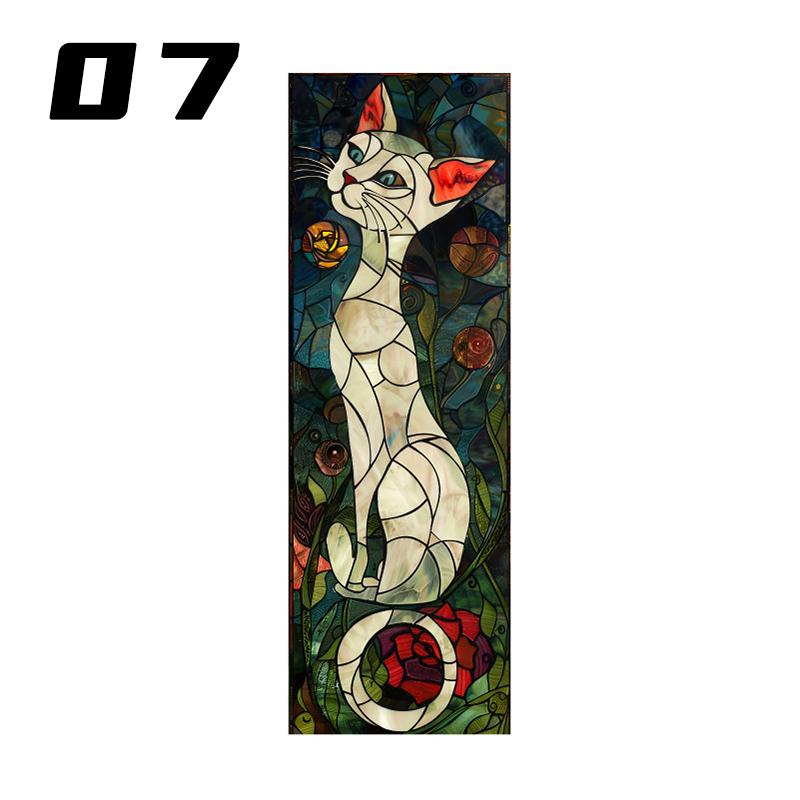 European Retro Church Window Film Self-Adhesive Creative Cat Art Painting Stained Glass Film Home Decor Privacy Stickers