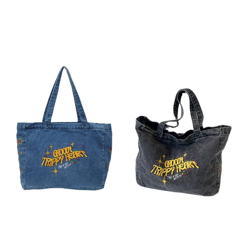 Women Denim Tote Bag Trendy Casual Versatile Portable Large Capacity Handbag for