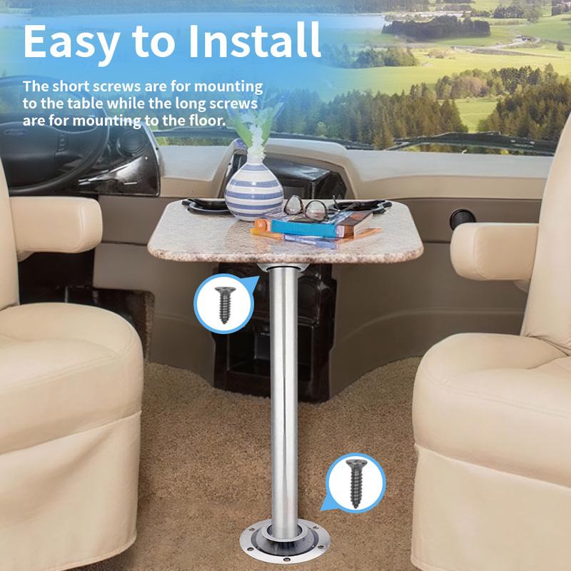 2Pcs Aluminum Alloy RV Dinette Table Pedestal Base Camper Table Leg Anti-Rust Floor Mounting for RV Table Stability