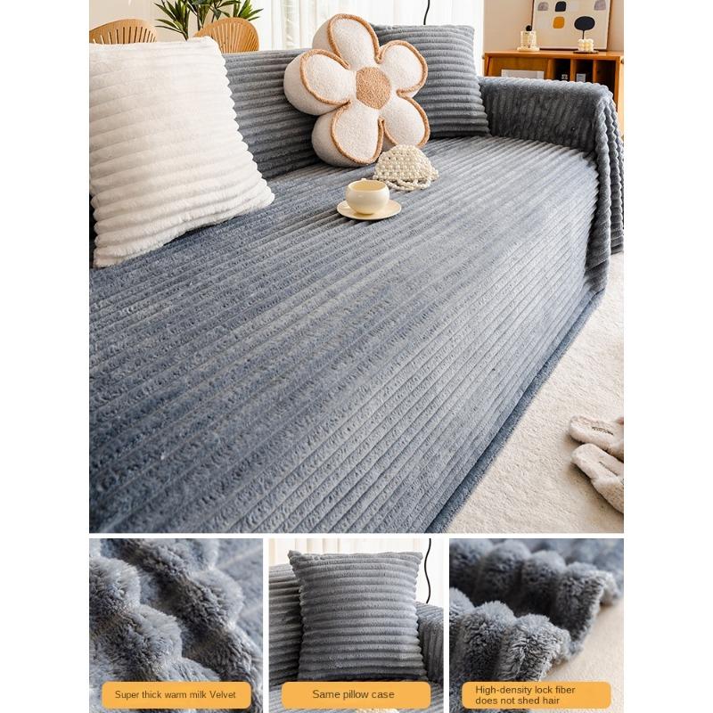 Nuevo Paño Toalla Cubre Sofá de Franela de Leche Todo Incluido Universal Invierno Felpa Cubre Sofá Funda Anti-arañazos de Gato Cojín para Sentarse