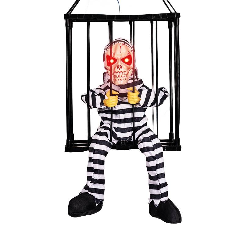 

Cage Ghost Hanging Electric Toy Sounds Glow Halloween Home Decoration Kids Gift Style A