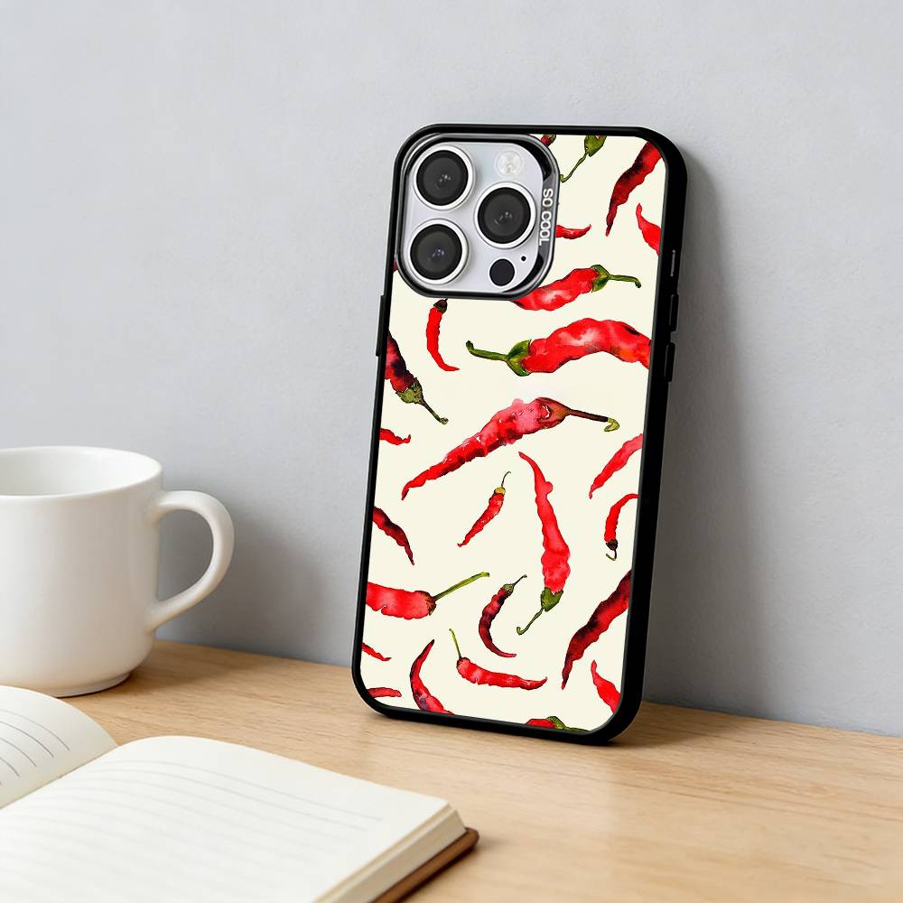 Red Chili Pepper  Phone Case For iPhone 17,16,15,14,13,12,11 Plus,Pro Max,XS,Colorful Silver Phone case Funda Cover iPhone13PROMAX
