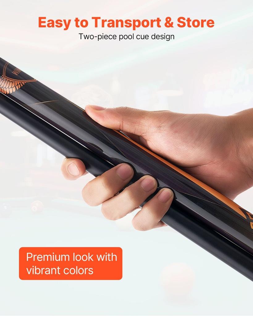 Pool Cue, 1 Piece Pool Stick, 1473.2mm & 538g Canadian Maple Wood Billiard Pools Cue Stick with Multi-Layer Tip & ABS Connection Ring, Cues Sticks for