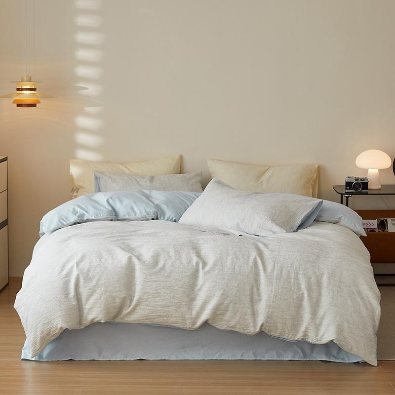 High-end Rope Threading Jacquard Bedding Set 100% Cotton Skin-friendly Breathable Queen Duvet Cover Set with Sheets Quilt Cover