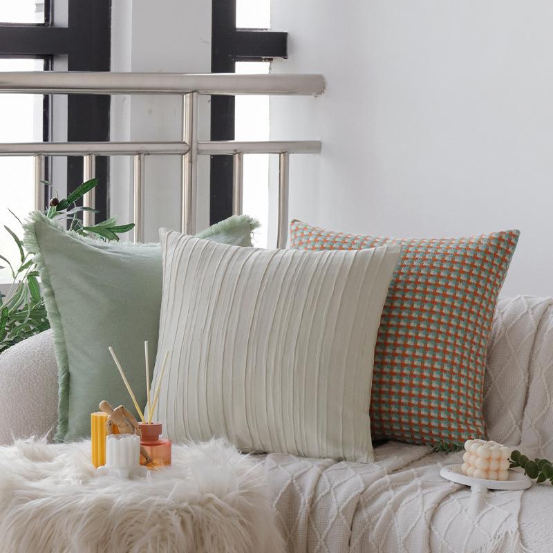 Retro Green Pillow Living Room Sofa Pillow Case Cushion Cushion Bedroom Model Room Decorative Cushion