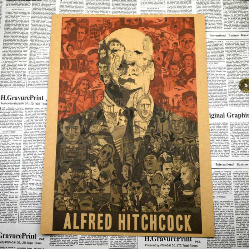 Free Shipping Alfred Hitchcock Retro Movie Poster for Bar, Living Room, Office Decor