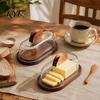 Kitchen Gadgets for Bread Spreading Wooden Butter Dish with Glass Lid And Knife, Holder Keeper Wood Base Countertop & Refrigerator, Tray, Container,