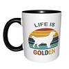 Cute Golden Retriever Life Is Golden Dog Lover Dog Mom Dad Mugs With Black Handle Birthday Coffee Mugs Ceramic Tea Cups 11oz