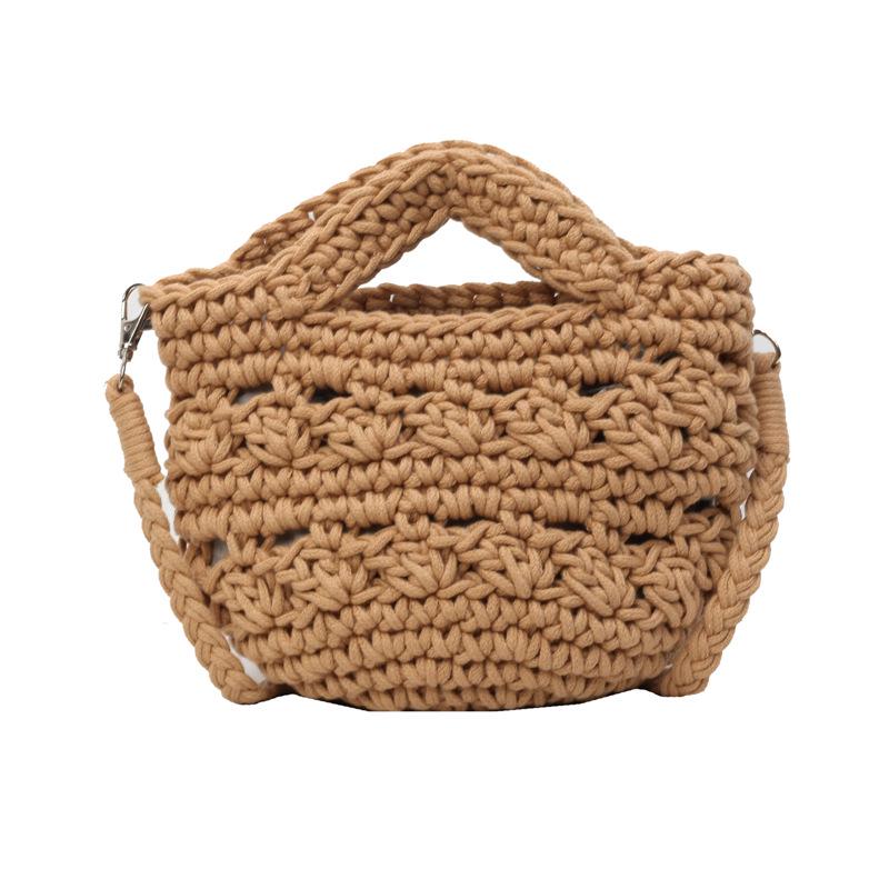 Global Finds Trendy 2026 Crossbody Geweven Strandtas voor Vakantie kaki