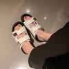 Thick-soled slippers women's new summer outer wear one-word belt versatile flat-bottomed casual beach cool slippers