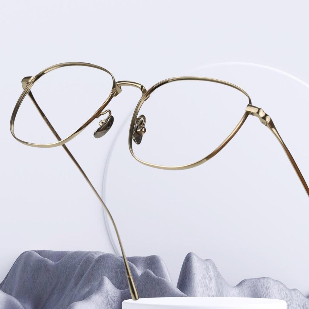 Pure Titanium Myopia Eyeglass Frames, Thin Metal Rim, Fashionable & Prescription-Compatible