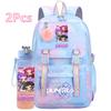 2Pcs/set Cute K-Pop Demon Hunters Printed Backpack with 750Ml Water Bottler for Teenager Student Girl Boy Large Capacity Waterproof Bookbag Travel Bag
