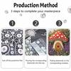 Mushroom House Pearl Art Kit with Frame 3D Sparkling Bead Canvas Relaxing Craft for Cozy Room Wall Decor and Creative DIY Art Projects