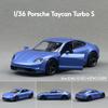 Pdbn6 1/36 Porsche Taycan Toy Car Model For Children RMZ CiTY Diecast Super Sport Miniature Pull Back Collection Gift For Kid Boy