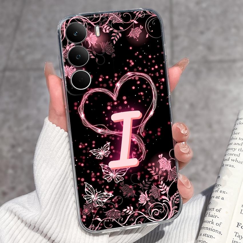 For Realme C71 C67 C65 C63 C61 C55 C53 C35 C85 Pro C75 C75x Phone Case Pretty Love Heart Letters Soft Housing Transparent TPU Silicone Anti Drop Shell