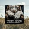 1PC Custom Name "White Tiger Dreams" Outdooor Flannel Blankets Throw Blanket All-Season Throw Gift Bedspread for Couch, Bed, Camping Holiday Birthda