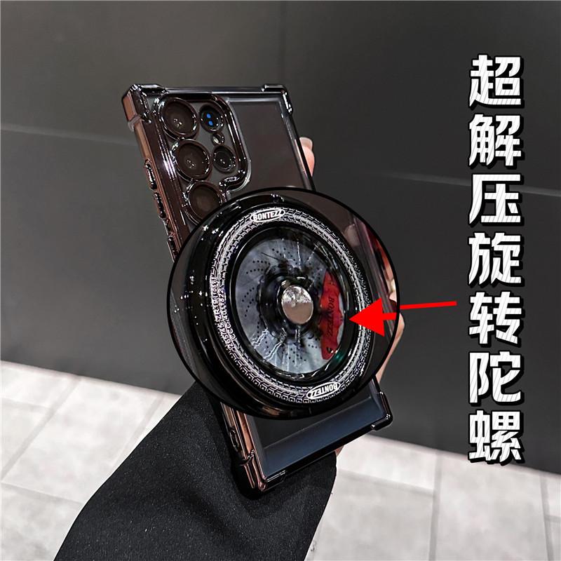 Applicable to Samsung S25Ultra decompression mobile phone case electroplating four corners anti-drop S23 + fingertip gyro magnetic suction bracket ca