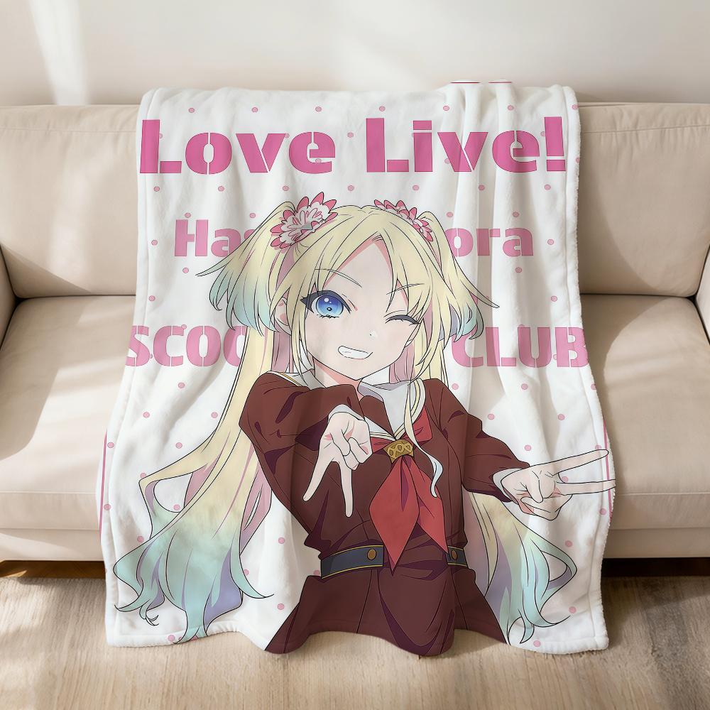 Anime Kawaii Art Girl Love L-live Soft Warm Plush Blanket for Dormitory Sofa Living Room Pet Hogar Bedroom Gift Nap Home Flannel