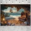 Pirate Treasure Beach Seaside Background, Suitable for Birthdays, Anniversaries, Housewarming, Bachelor Parties, Etc